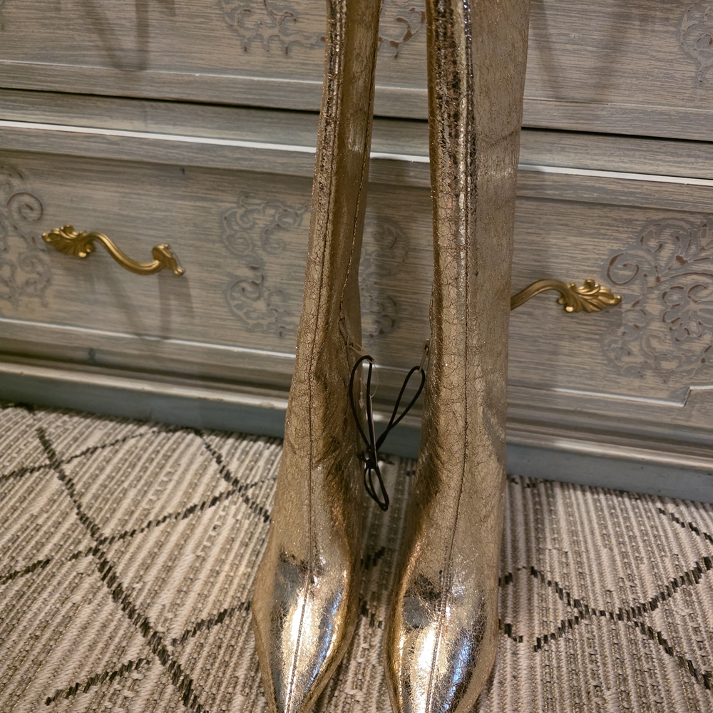 Worthington Shimmering Gold Heeled Boots - Picture 3 of 8